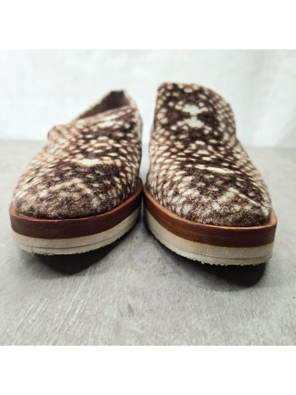 Free People Slip On‎ Shoes Size 6 Brown Velour Animal Print Preppy Loafers